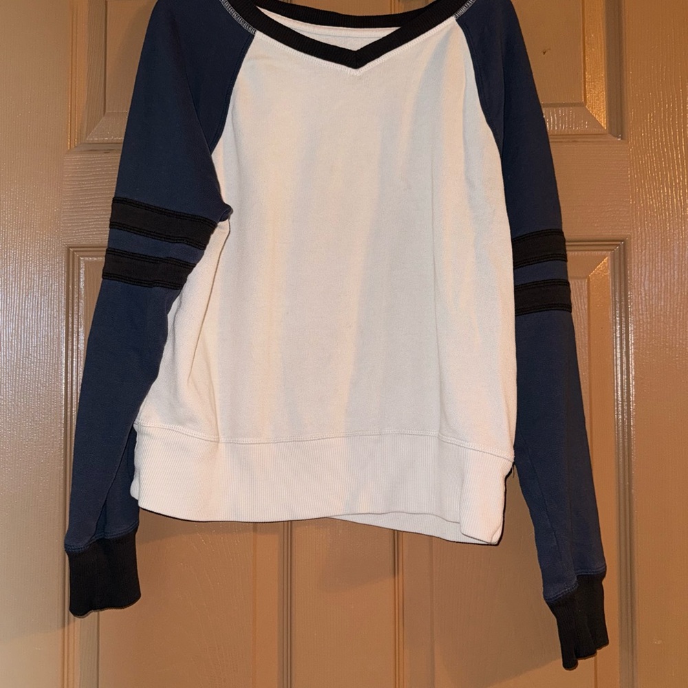 The Lounge Life Game Day Sweatshirt  X-SMALL White/ Dark Blue Womens Casual